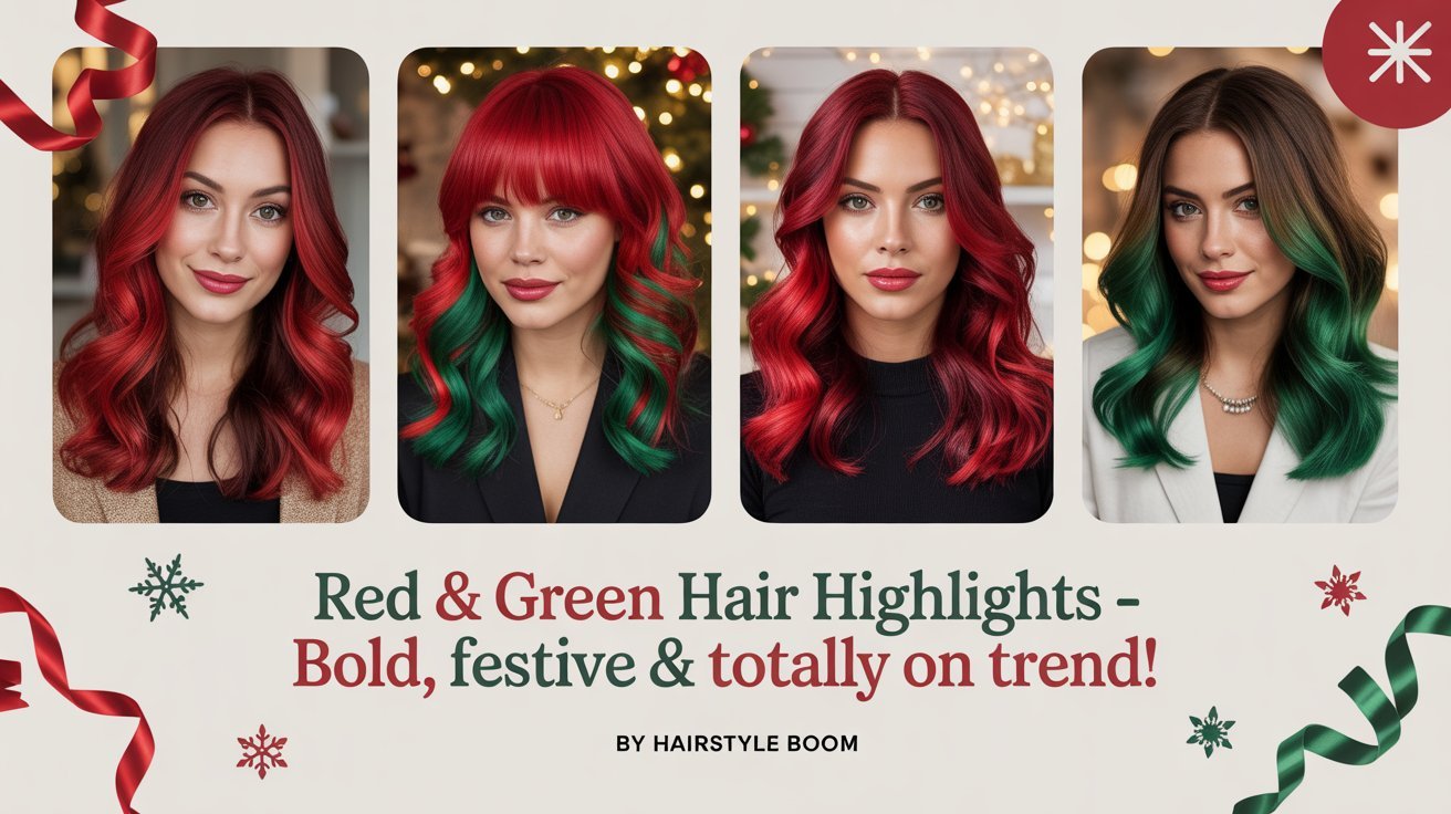 Red and Green Hair Highlights, Bold, Festive & Totally On Trend! 1